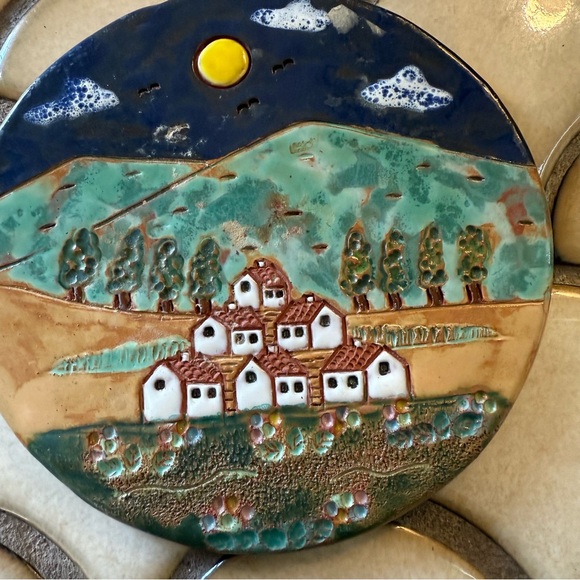 Arcil Lousa Portugal Ceramic Artisan Mission Pueblo Pottery, Hanging/Trivet Art - Picture 3 of 9